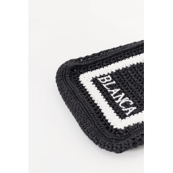 CASABLANCA BLACK RAFFIA TOTE BAG